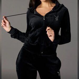 BLACK PLAYBOY VELOUR SWEATSUIT